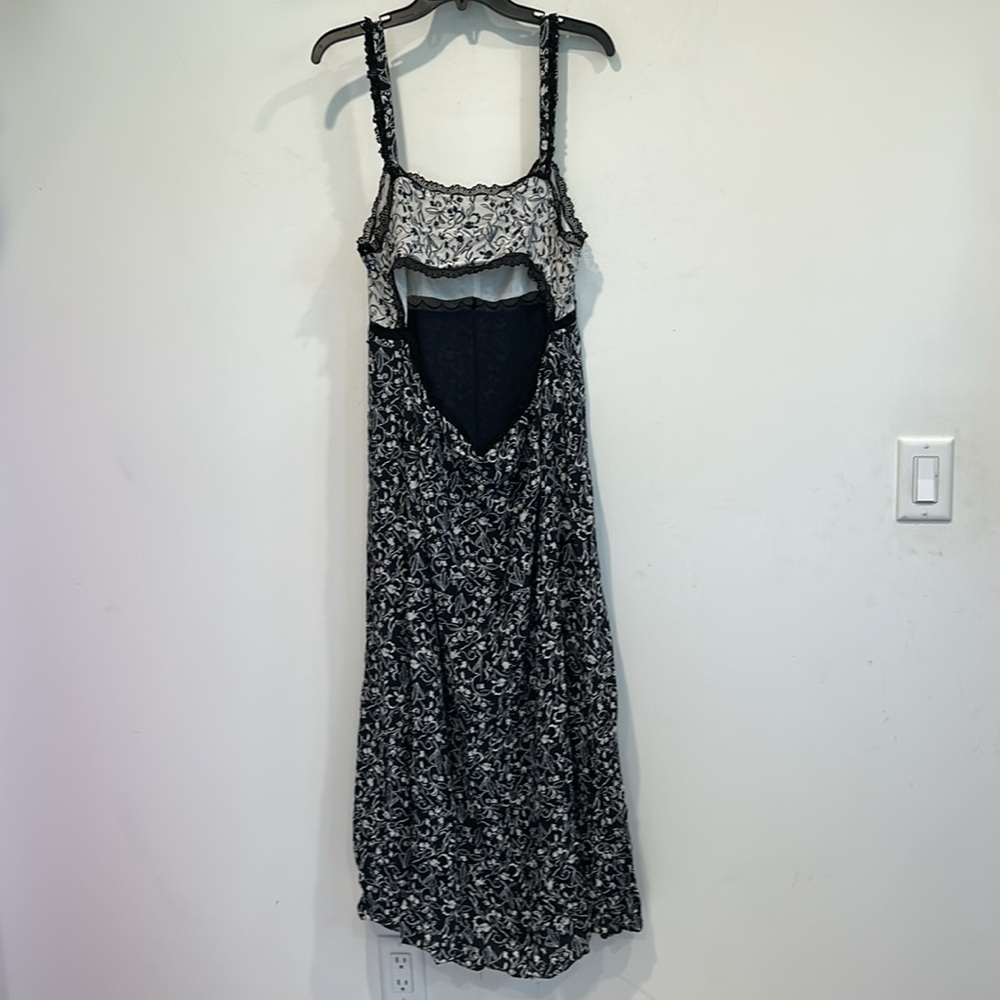 Tanya Taylor 100% Silk Floral Lace Sarita Slip Slit Midi Dress Size 14 plus navy - Picture 7 of 8